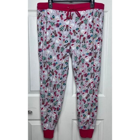 Cuddl Duds Women's Christmas Pajamas Long Sleeve Pant Set Size XL Red Gray - Picture 3 of 12